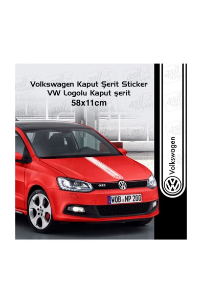 Volkswagen İçin Uyumlu Aksesuar Oto Kaput Şerit Sticker Beyaz ürün görseli 1