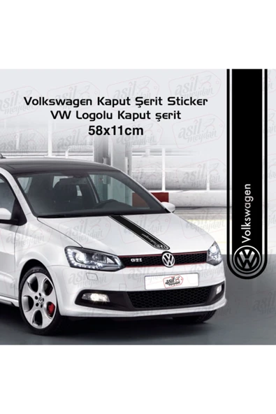 Volkswagen İçin Uyumlu Aksesuar Oto Kaput Şerit Sticker Siyah ürün görseli 1