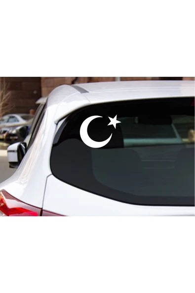 Ay Yıldız Oto Sticker Beyaz ürün görseli 1