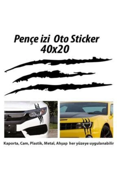 Monster Canavar Pençe Izi Uzun Far Sticker Siyah 40*20 Cm ürün görseli 1