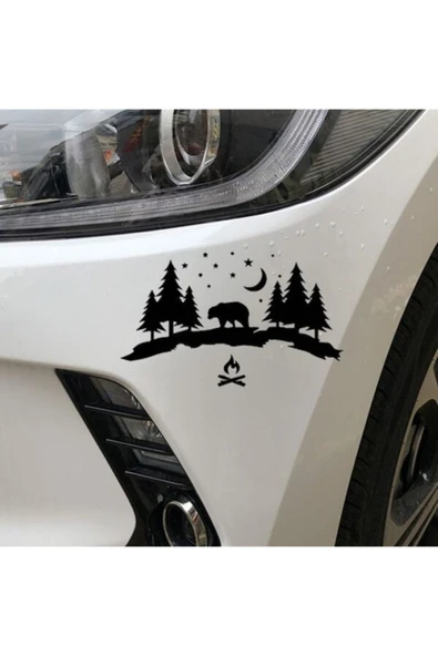 Vahşi Orman Macera Tasarım Su Geçirmez Çıkarılabilir Oto Sticker Siyah 18*33 Cm ürün görseli 1