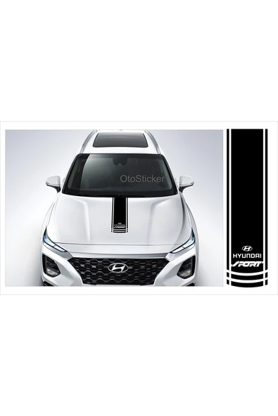 Hyundai İçin Uyumlu Aksesuar Oto Kaput Şerit Sport Sticker. ürün görseli 1
