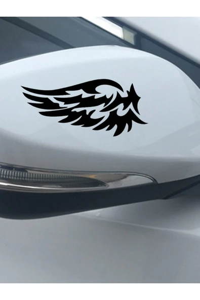 Oto Plaka Yansıtıcı Kanatlar Tasarım Sticker 1 Çift Siyah 7*2 Cm ürün görseli 1