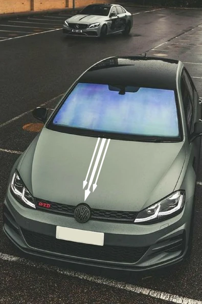 Oto Kaput Sticker Ok Ucu 3'Lü Beyaz 12*60 Cm ürün görseli 1