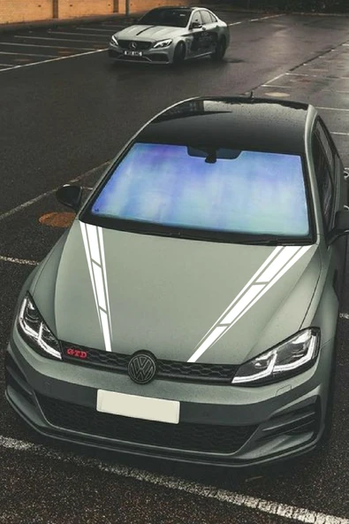 Oto Kaput Sticker Çift Şerit 2 Adet Beyaz 10*60 Cm ürün görseli 1