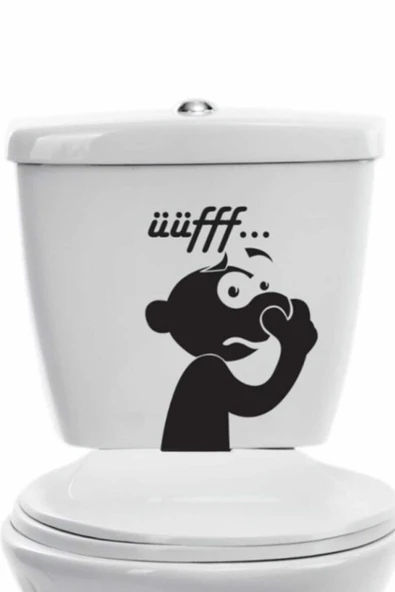 Komik Uff Koku Dekoratif Klozet Banyo Sticker Siyah ürün görseli 1