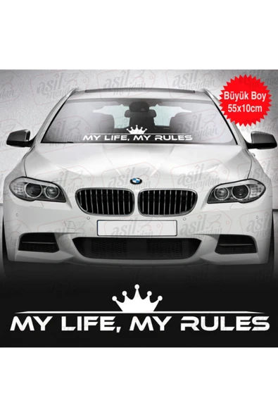 My Life My Rules Ön Cam Oto Sticker Beyaz 55*10 Cm ürün görseli 1