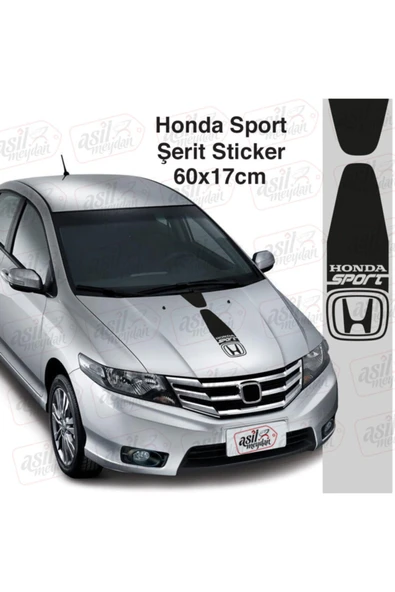 Honda İçin Uyumlu Aksesuar Oto Sport Kaput Şerit Sticker Siyah 60*17 Cm ürün görseli 1