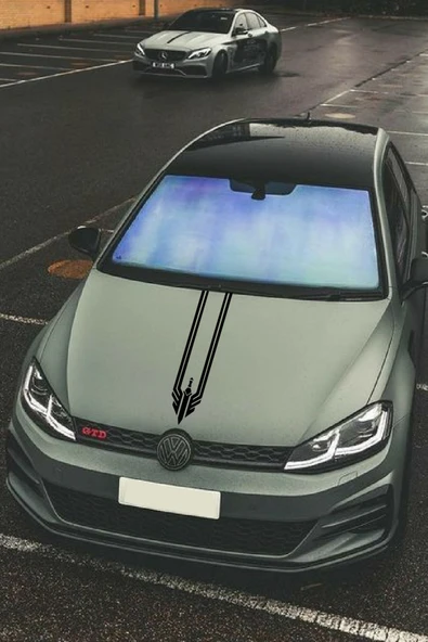 Oto Kaput Sticker Üçgen Damga Siyah 12*60 Cm ürün görseli 1