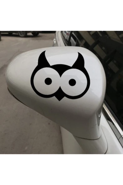 Karikatür Baykuş Kafası Oto Sticker Siyah 20*15 Cm ürün görseli 1