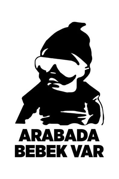 Arabada Bebek Var Oto Arka Cam Sticker Siyah 24*16 Cm ürün görseli 1