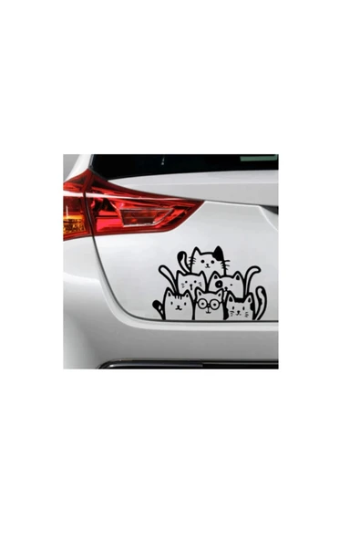 Minipera Kedi Ailesi Sticker Siyah 21*32 Cm ürün görseli 1