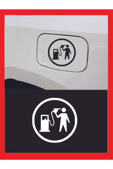 Oto Yakıt Depo Yakıt Kapağı Sticker BEYAZ 13*13 Cm ürün görseli 1