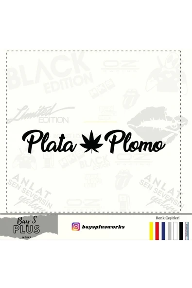 Plata Plomo Oto Sticker Siyah 20*10 Cm ürün görseli 1