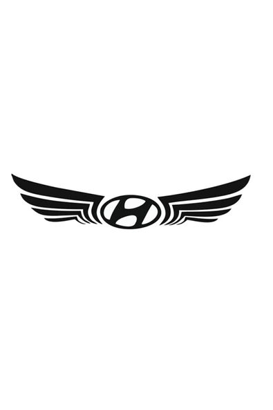Hyundai İçin Uyumlu Aksesuar Kanatlı Logo Sticker Siyah 24*6 Cm ürün görseli 1