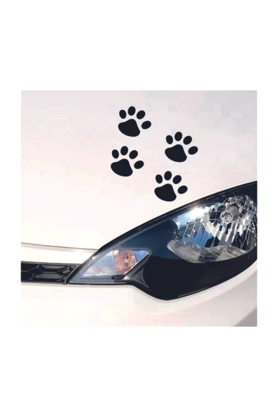 Kedi Pati İzi Oto Sticker Siyah 8 Adet ürün görseli 1