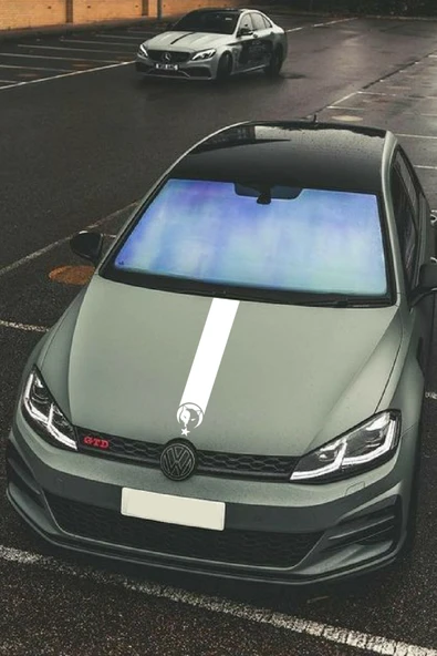 Oto Kaput Şerit Sticker Kurt Ve Ay Yıldız Tasarımlı Beyaz 12*60 Cm ürün görseli 1