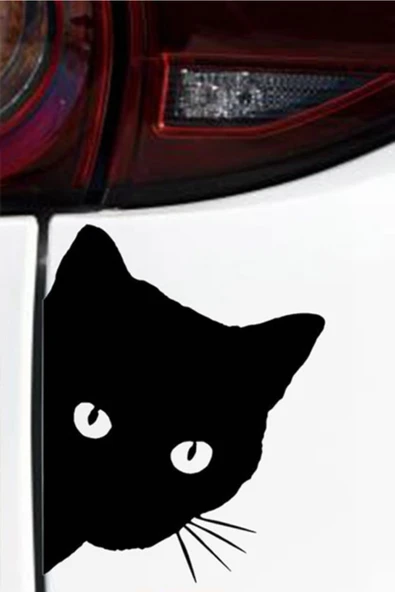 Sevimli Kedi Oto Sticker Siyah 2 Adet ürün görseli 1