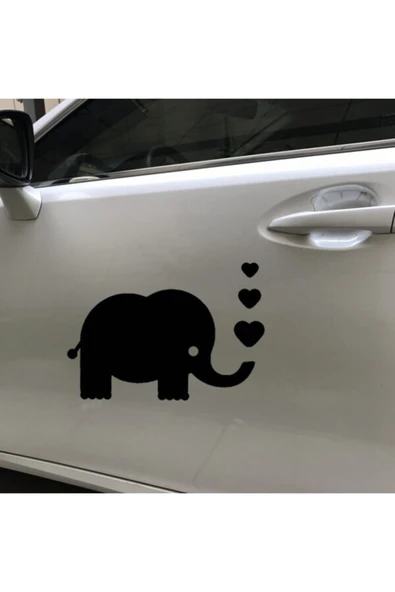 Karikatür Sevimli Fil Bebek Tasarım Oto Sticker Siyah 15*20 Cm ürün görseli 1