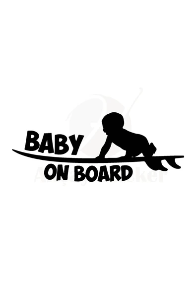 Baby On Board Arabada Bebek Var Oto Sticker Siyah 20*7 Cm ürün görseli 1
