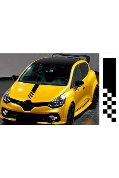 Damalı Spor Oto Kaput Şerit Sticker Universal ürün görseli 1