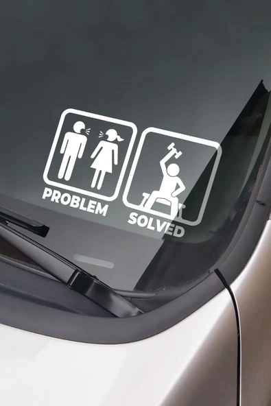 Problem Çözüldü Problem Solved Oto Cam Sticker 20 Cm ürün görseli 1