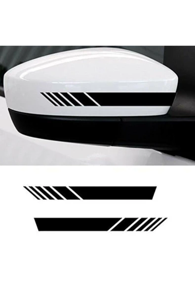 Yan Ayna Oto Şerit Sticker Siyah 6 Adet 15*2 Cm ürün görseli 1
