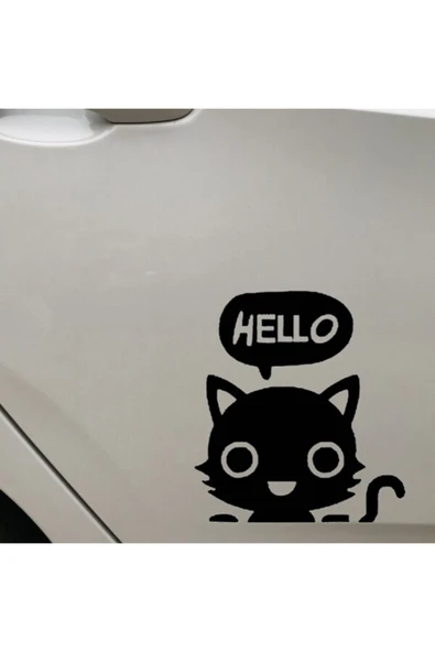 Karikatür Kedi Tasarım Su Geçirmez Çıkarılabilir Oto Sticker Siyah 19*16 Cm ürün görseli 1