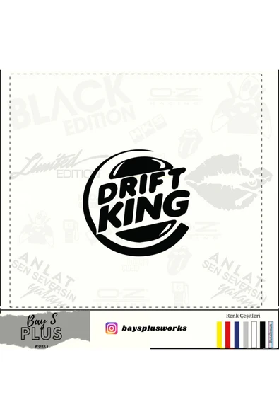 Drift King İçin Uyumlu Aksesuar Oto Cam Sticker Siyah 20 Cm ürün görseli 1