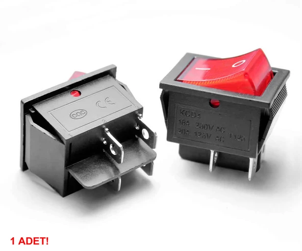 16A 250V On / Off Anahtar  Latch 4 Pin Buton Yüksek Akım Kcd4 Led Işıklı Switch Panel Tip Montaj Kutu Güç Kontrol Makine Motor Araba - Resim 5