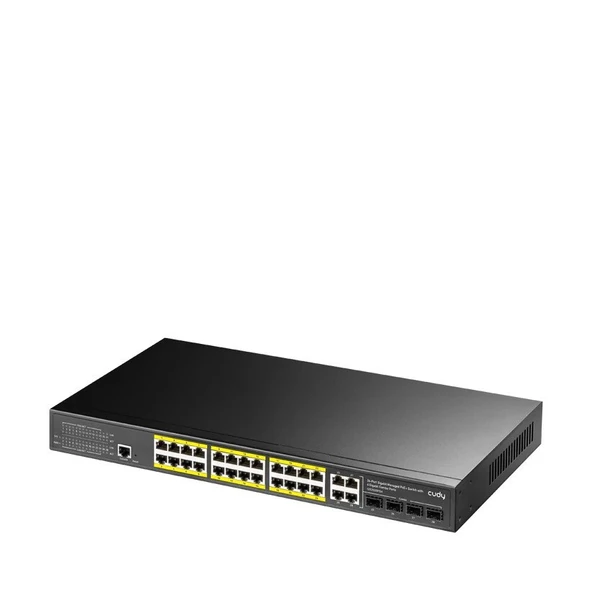 Cudy GS2028PS4-300W 24 Port GE 41G SFP&RJ45 Combo 19" 1U Çelik Layer2 Yönetilebilir POE+ Switch ürün görseli 1