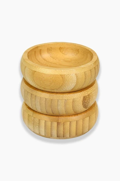 Bambu Ahşap Sosluk ve Çerezlik 10 cm 3'lü Set - Resim 2