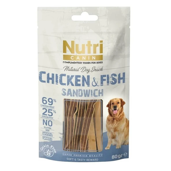 Nutri Canin Tahılsız Tavuklu Balıklı Köpek Ödül Maması 80gr ürün görseli 1