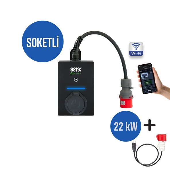 SGSTEC Flex 22kW Soketli Elektrikli Araç Şarj Cihazı ürün görseli 1
