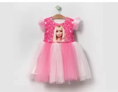 Baskılı Barbie Kız Elbise 2/8 yaş ürün görseli 1