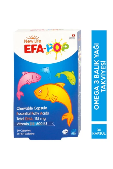 New Life EFA Pop Balık Yağı Takviye Edici Gıda 30 Çiğnenebilir Kapsül ürün görseli 1