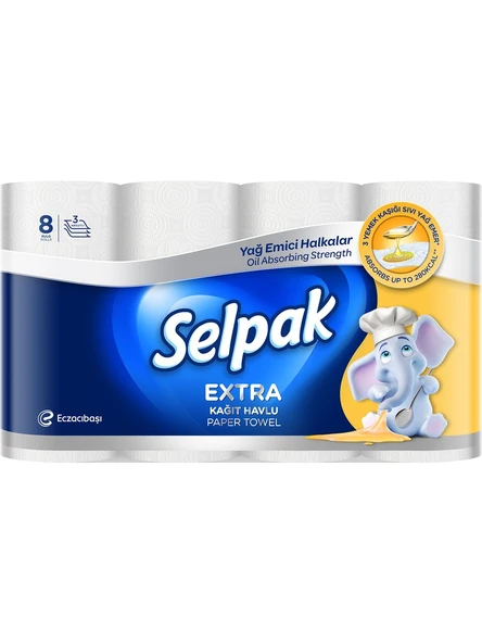 Selpak Kağıt Havlu Extra Yağ Emici 8 Rulo - Resim 2