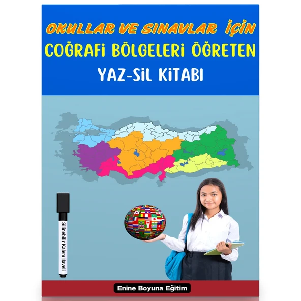 Okullar ve Sınavlar İçin Coğrafi Bölgeleri Öğreten YAZ-SİL Kitabı ürün görseli 1