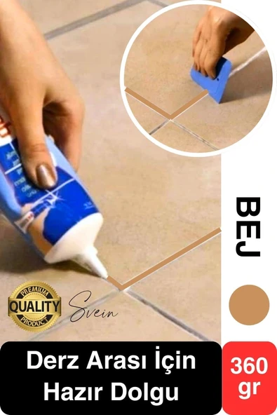 Premium Fayans Arası Bej Hazır Derz Dolgu Gaga Uç Tüp Mermer Mutfak Banyo Zemin Duvar Onarıcı ürün görseli 1