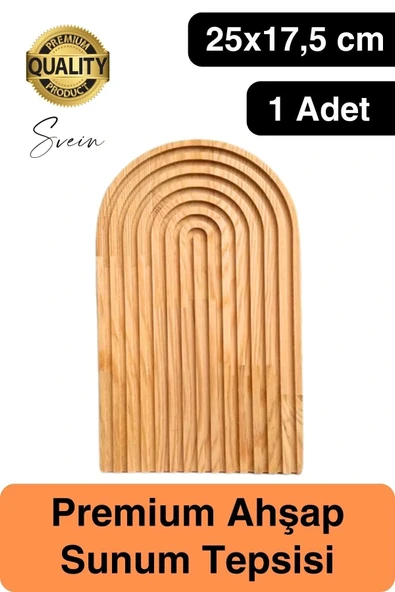 Dekoratif Ahşap Oymalı Kahverengi Gökkuşağı Çay Kahve Sunum Tepsisi Tabağı Doğal Şık Dekor Sunumluk ürün görseli 1