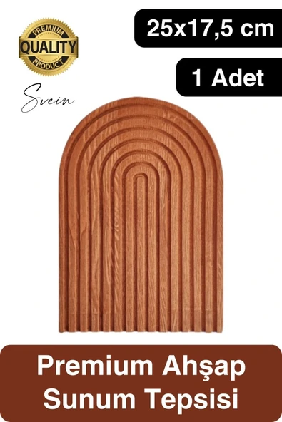 Dekoratif Ahşap Oymalı Kahverengi Gökkuşağı Çay Kahve Sunum Tepsisi Tabağı Doğal Şık Dekor Sunumluk ürün görseli 1