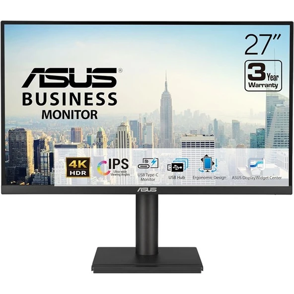 ASUS 27" IPS VA27UCPS 5MS 75HZ HDMI-DP TYPE-C PIVOT KURUMSAL MONİTÖR 3840X2160 ürün görseli 1