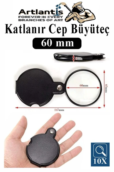 Katlanır Cep Büyüteç 60 mm 1 Adet 10X Büyütme Lens Cepte Taşınan Optik Lens Mercek Okuma Büyüteci Mini Cep El Büyüteci ürün görseli 1