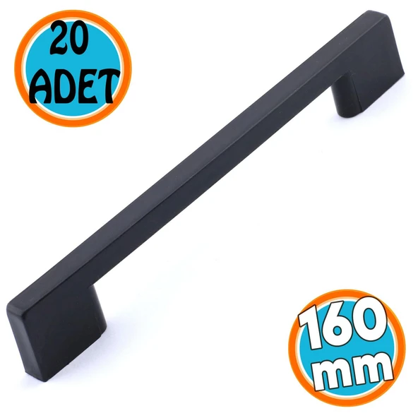 Mobilya Mutfak Dolabı Çekmece Dolap Kulpları Kapak Kulpu Kulbu Siyah 160 mm Plastik Kulp 20 Adet ürün görseli 1