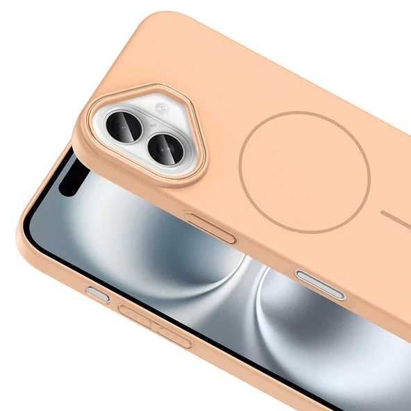 iPhone 16 Plus Kılıf Kablosuz Şarj Özellikli Ruby Silikon Kapak - Resim 5