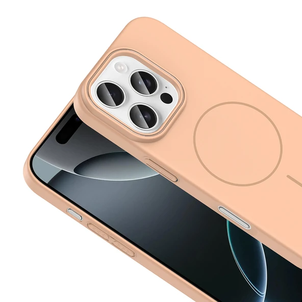 iPhone 16 Pro Kılıf Kablosuz Şarj Özellikli Ruby Silikon Kapak - Resim 6