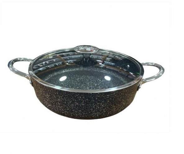 OMS İndüksiyon Uyumlu Granit 24 cm Karnıyarık Tencere Siyah 3316 ürün görseli 1