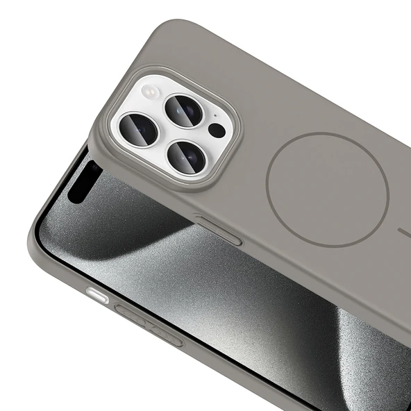 iPhone 15 Pro Kılıf Kablosuz Şarj Özellikli Ruby Silikon Kapak - Resim 6