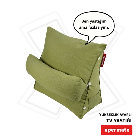 XPERMATE Tv Yastýðý Bel Destek Yastýðý Sýrt Yastýðý Boyun Destekli Yastýk  Koyu Yeþil ürün görseli 1