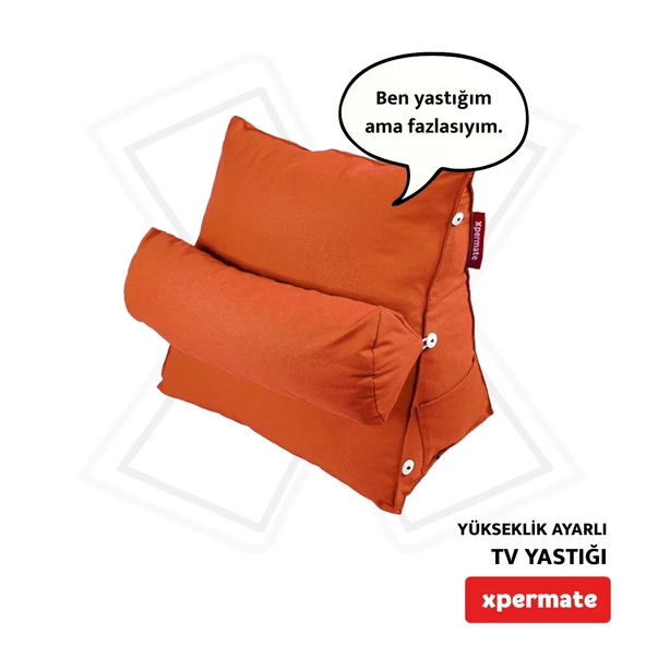 XPERMATE Tv Yastýðý Bel Destek Yastýðý Sýrt Yastýðý Boyun Destekli Yastýk Koyu Turuncu ürün görseli 1